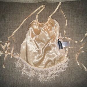 SALE🔥 2/$40: PrettyLittleThing Cream Satin Chemise with Fringe